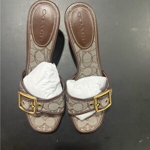 Coach Margot Sandal in Signature Jacqard.  New and in original packaging.